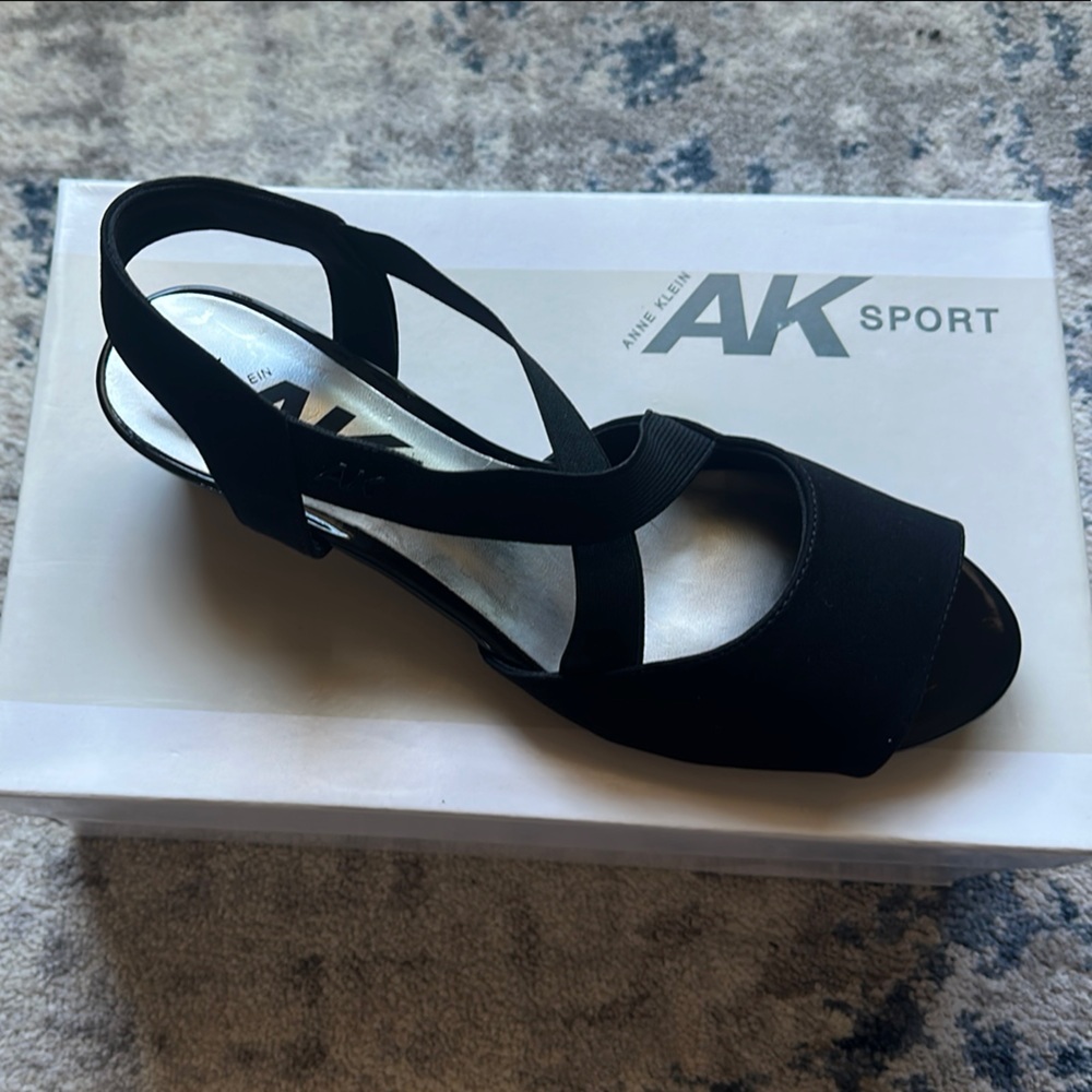 Anne Klein Sport Black Fabric Sandals Size 8M